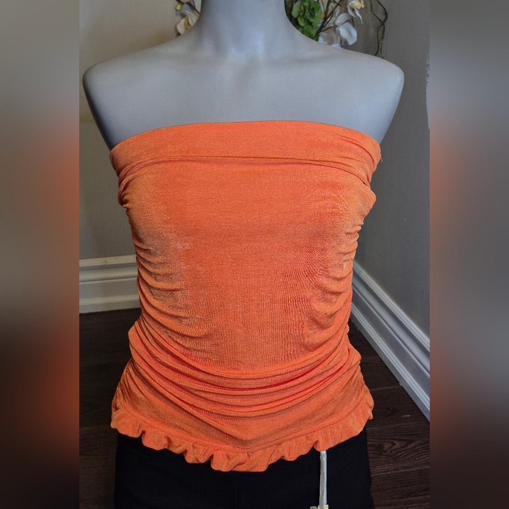 SHEIN Vibrant Orange Strapless Top - Picture 11 of 14